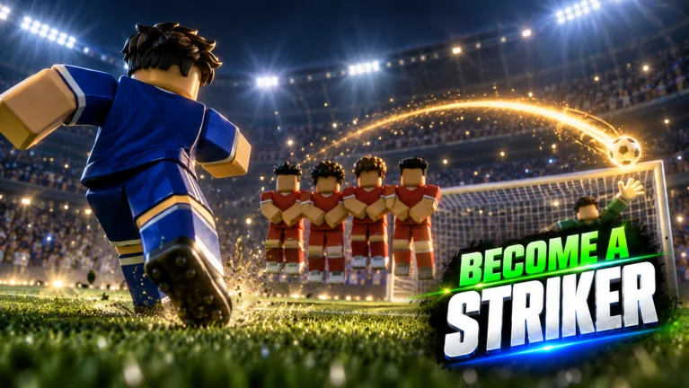 Official Become a Striker artwork showing a free kick over a defensive wall